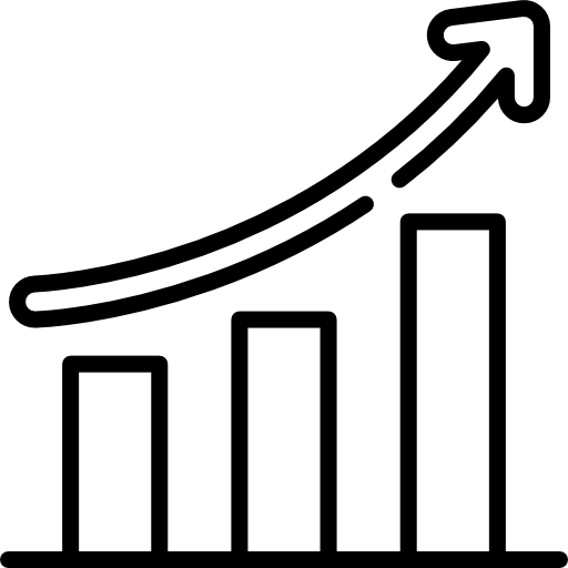 Business icon showing growth chart