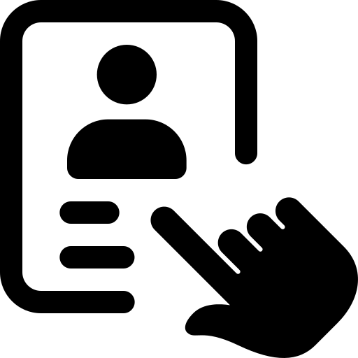 Name change icon showing profile with hand pointing