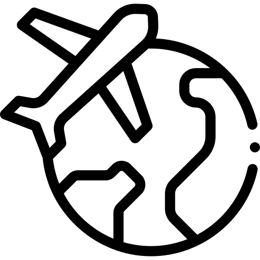 Travel icon showing airplane and globe
